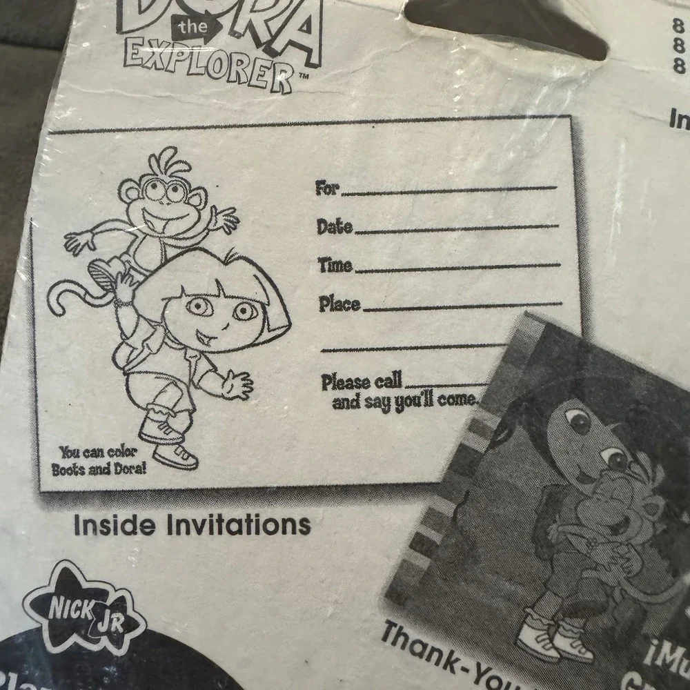 Vintage Nick jr Dora the Explorer Fiesta Birthday Invitations & Thank You Cards